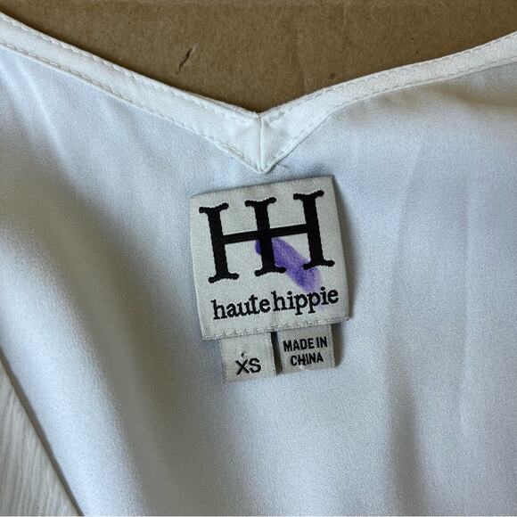 Haute Hippie Starshine Silk Cold-Shoulder Blouse in White XS - Picture 11 of 12